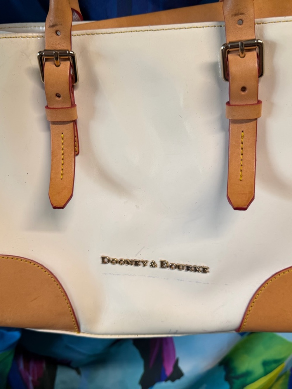 Dooney & Bourke White Tote with Tan Trim